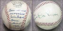 NY Yankees, Giants & Mets - Don Larsen Perfect Game Used Baseball with LOA from Larsen