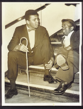 Muhammad Ali & Boxing - Former Cassius Clay with Midget Vintage Wire Photograph