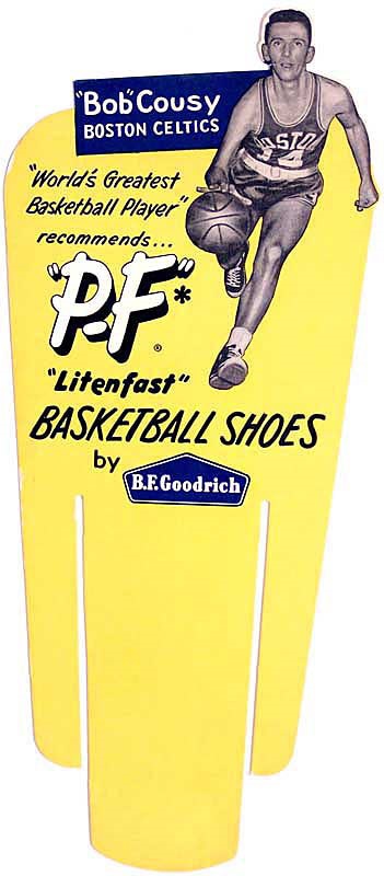 - 1950s Bob Cousy PF Flyer Basketball Shoes Ad Sign