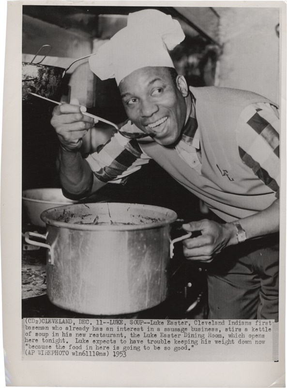 - Luke Easter of Baseball's Cleveland Browns Makes Soup Wire Photo (1953)