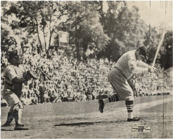 - 1939 Lou Gehrig & Babe Ruth “Str-r-rike” Baseball Photo