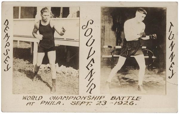 - Rare 1926 Dempsey-Tunney Boxing Real Photo Postcard