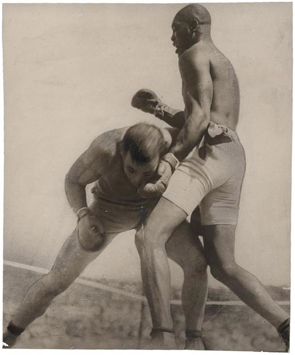 - 1910 Jack Johnson vs Jim Jeffries Boxing Photograph