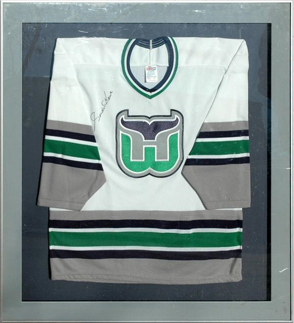 - Gordie Howe Signed Hartford Whalers Jersey (framed display).