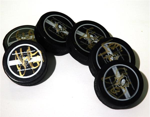 Autographs Other - Six Sidney Crosby Signed Pucks From His Rookie Season of 2005-06