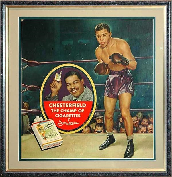 - 1930s Joe Louis Chesterfield Cigarettes Display Sign