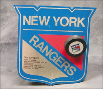 - 1989 Guy Lafleur's 534th NHL Goal Puck Plaque  (10x12")