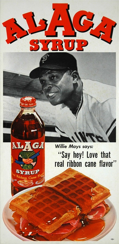 Willie Mays Baseball Advertising Sign - Alaga Syrup