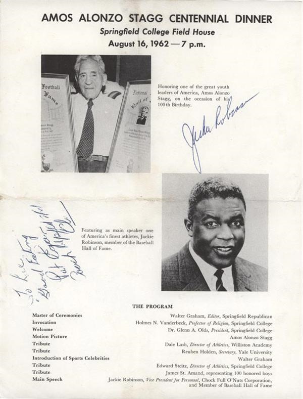 - Jackie Robinson Signed AA Stagg Dinner Brochure