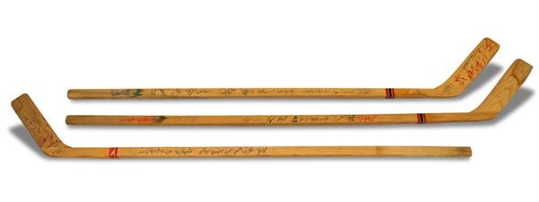 Autographs Other - 1979-80 NHL All Star Team Signed Sticks with Wayne Gretzky and Gordie Howe (3)