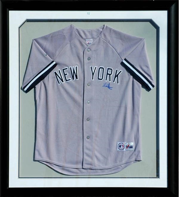 Baseball Autographs - Derek Jeter Signed Yankees Baseball Jersey Display