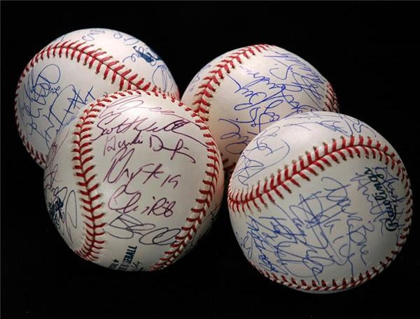 Baseball Autographs - 2002 Cincinnati Reds Team Signed Baseballs (4)