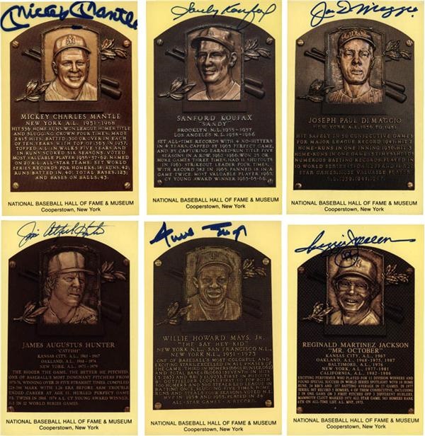 Collection of Signed Baseball Hall of Fame Plaques with Mantle, DiMaggio and Williams (57)