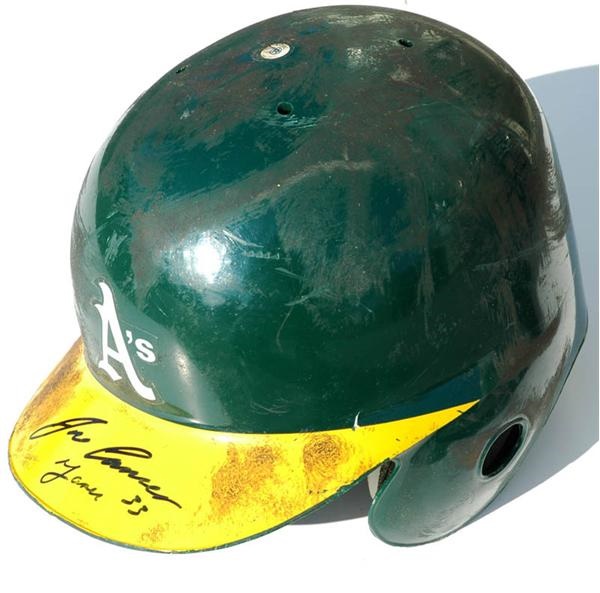 Baseball Equipment - Jose Canseco Game Used Signed Athletics Helmet