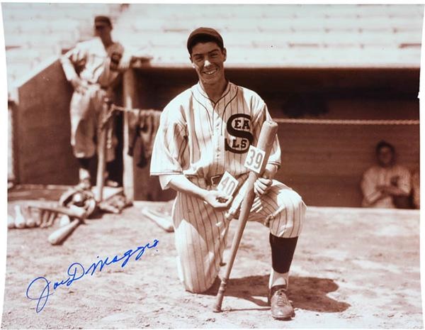 Baseball Autographs - Joe DiMaggio San Francisco Seals Signed 11x14&quot; Photo