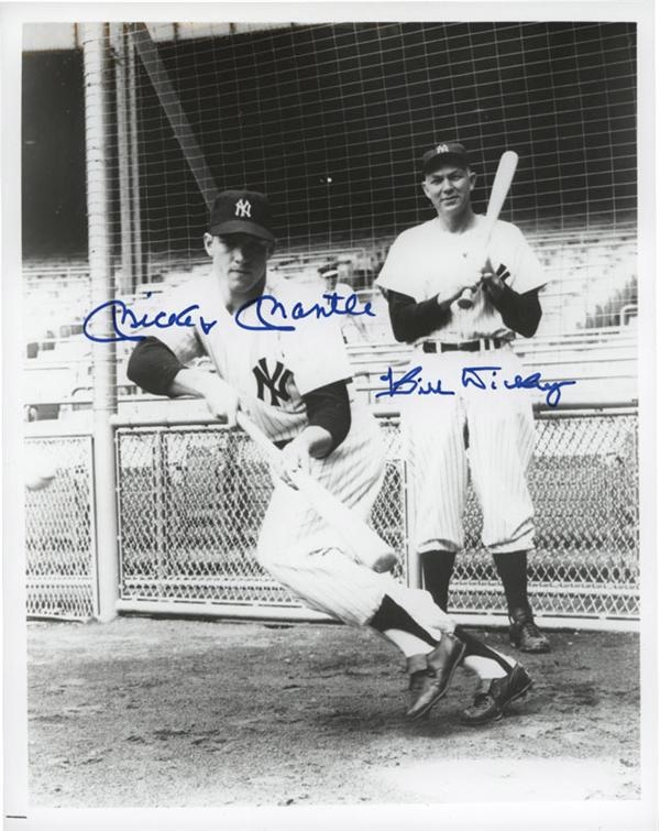 Baseball Autographs - Mickey Mantle and Bill Dickey Signed Photo