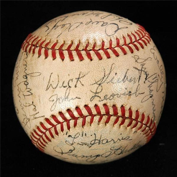 Baseball Autographs - 1941 Philadelphia Athletics Team Signed Baseball with Mack and Simmons