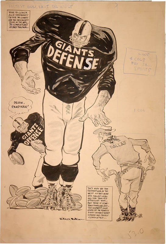 - 1950s NY Giants & Dallas Texans Football Artwork by Willard Mullin
