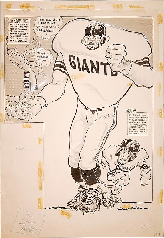 - 1950s NY Giants and Washington Redskins Original Artwork by Willard Mullin