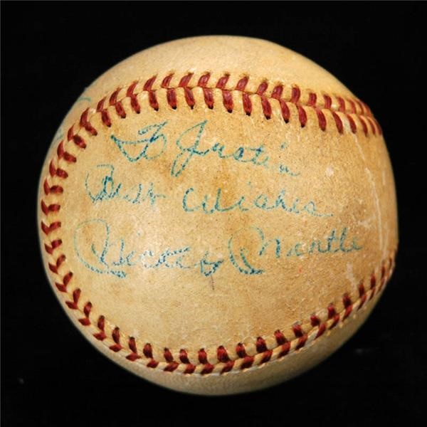Baseball Autographs - Mickey Mantle and Whitey Ford Vintage Signed Baseball