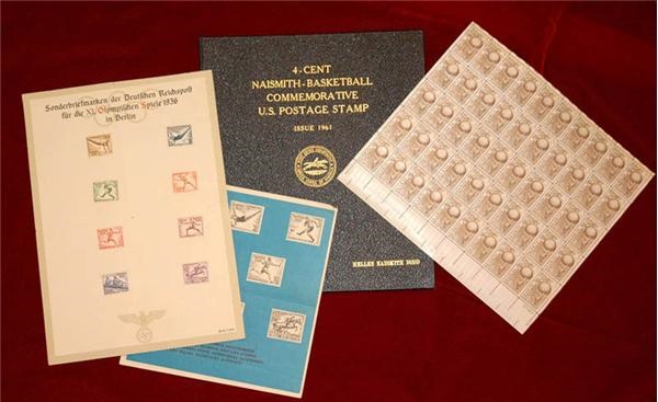 The Dr. James Naismith Collection - Dr. James Naismith&#39;s 1936 Olympic Postage Stamps and 1961 Naismith-Basketball  Stamps