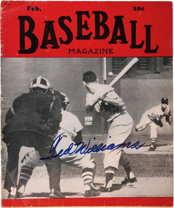 Baseball Autographs - Ted Williams Signed Baseball Magazine