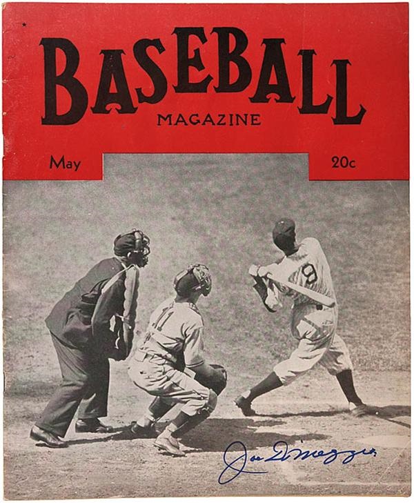 Baseball Autographs - Joe DiMaggio Signed Baseball Magazine