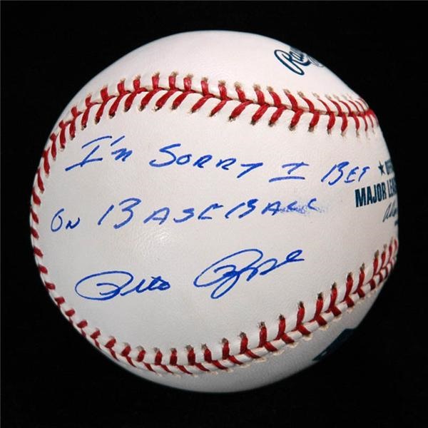 Baseball Autographs - Pete Rose "I&#39;m Sorry I Bet on Baseball" Signed Ball