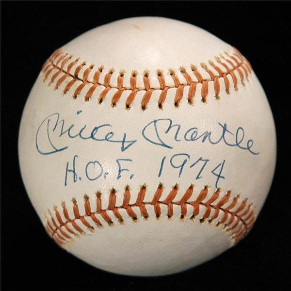 Baseball Autographs - Mickey Mantle "HOF 1974" Signed MacPhail Baseball