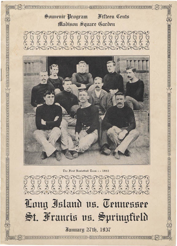 1937 St. Francis vs. Springfiled Basketball Program with "The First Team" On the Cover