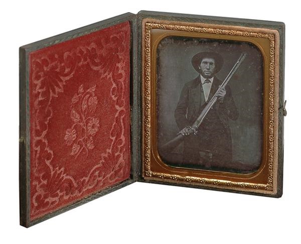 - Amazing 1850s Daguerreotype of Man with Rifle