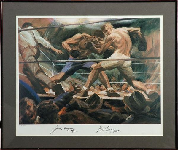 Muhammad Ali & Boxing - Jack Dempsey vs. Gene Tunney Print Signed by Both
