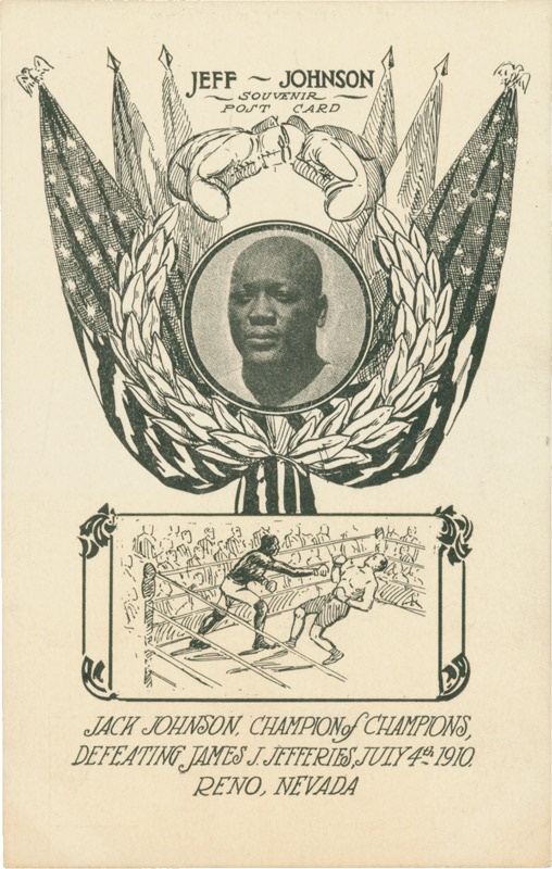 Muhammad Ali & Boxing - Johnson-Jeffries American Flag Postcard