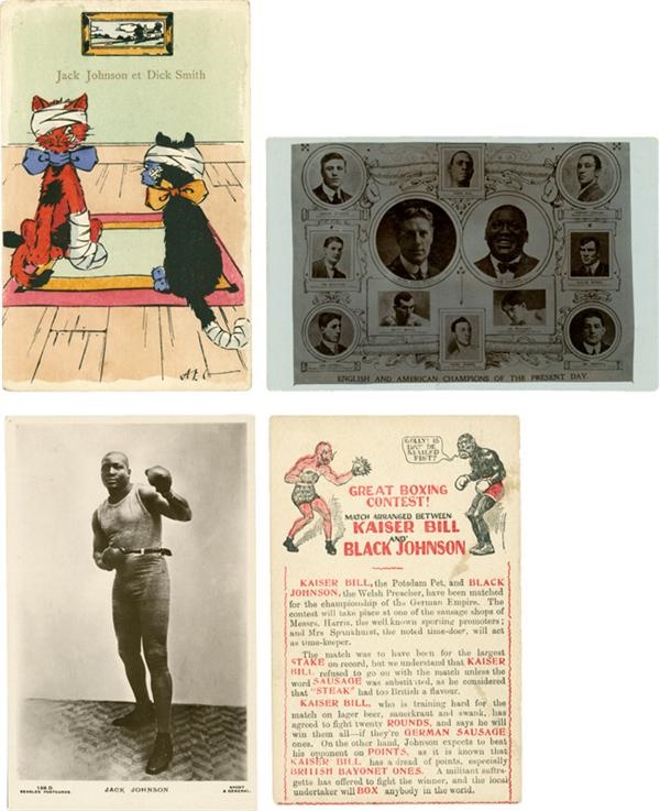 Muhammad Ali & Boxing - Scarce Jack Johnson Postcards (4)