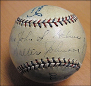 - 1929 Walter Johnson Single Signed Baseball