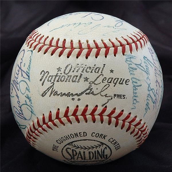 - 1953 Brooklyn Dodgers Signed Baseball with Robinson and Campanella