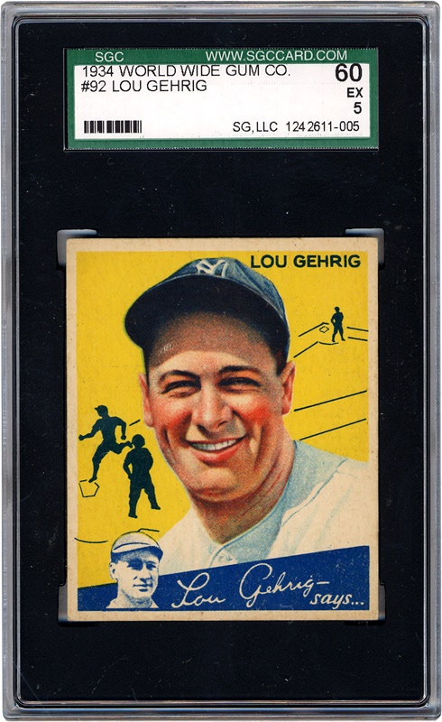 - 1934 Canadian Goudey #92 Lou Gehrig (SGC 60 EX 5)