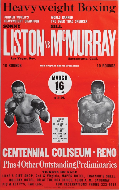 Muhammad Ali & Boxing - Sonny Liston vs. Bill McMurray On Site Fight Poster