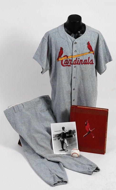 Baseball Equipment - Whitey Kurowski Collection with Cardinals Uniform and Scrapbook