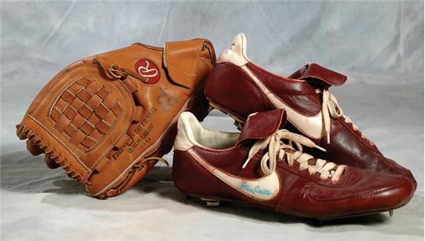 Baseball Equipment - 1982 Steve Carlton Game Used Glove and Spikes