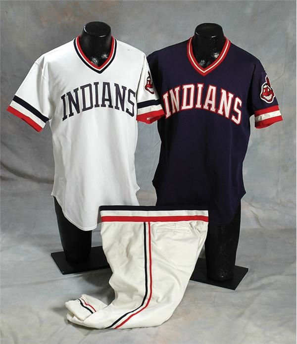 Baseball Equipment - Two 1981 Bob Feller Cleveland Indians Coaches Jerseys