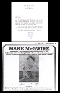 Mark McGwire - Mark McGwire 70th Home Run Signed Letter