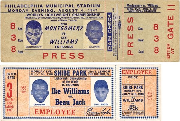 Ike Williams vs. Beau Jack and Bob Montgomery Full Tickets (2)