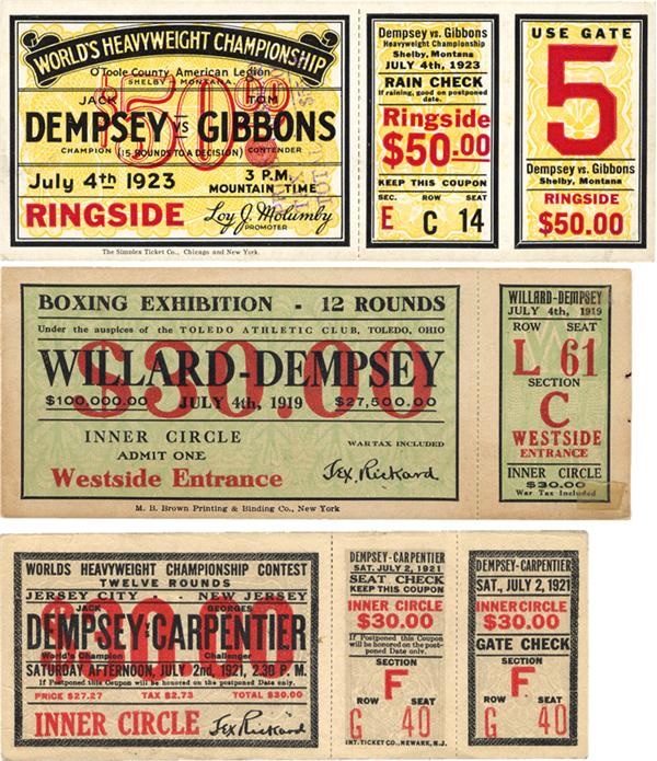- Jack Dempsey Full Ticket Collection of 3