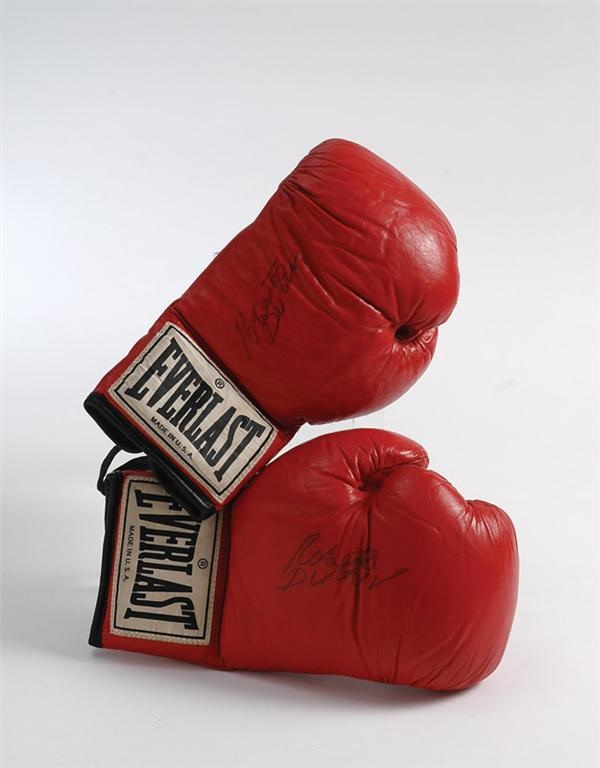 Muhammad Ali & Boxing - Roberto Duran Autographed Fight Worn Gloves From The Nino Gonzalez Bout