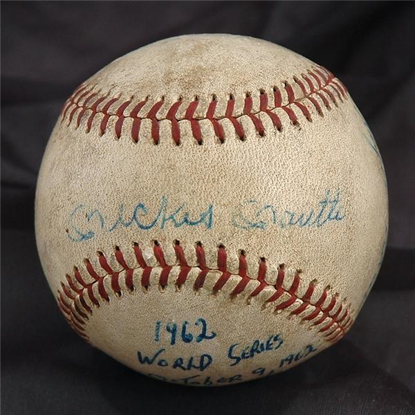Mantle and Maris - Vintage Autographed Mickey Mantle and Roger Maris 1962 World Series Game Used Baseball