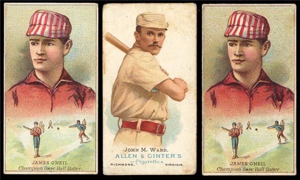 Two 1887 N184 W.S.Kimball James O’Neil’s and 1888 N43 Allen & Ginter’s John M. Ward (3 cards)