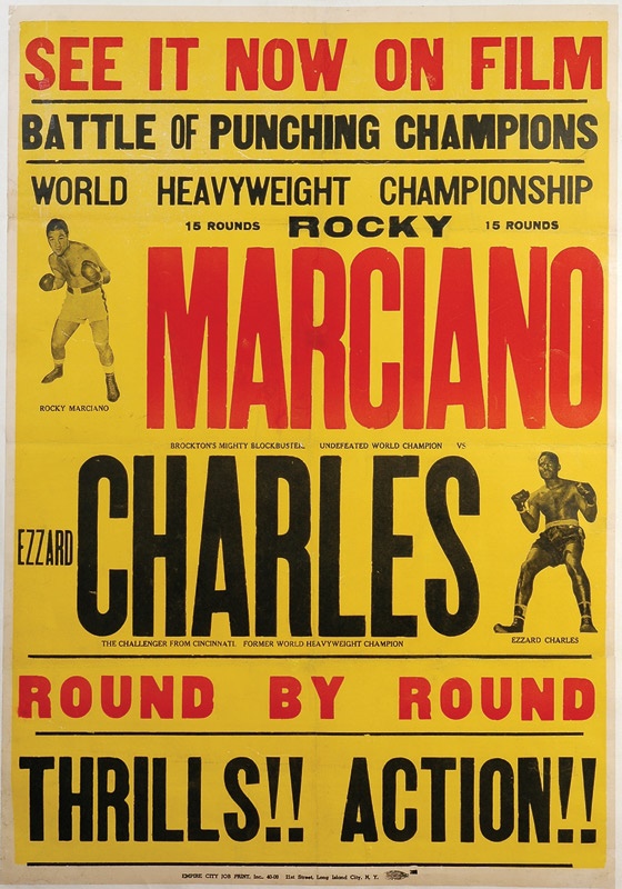 Muhammad Ali & Boxing - Rocky Marciano vs. Ezzard Charles Fight Film Poster