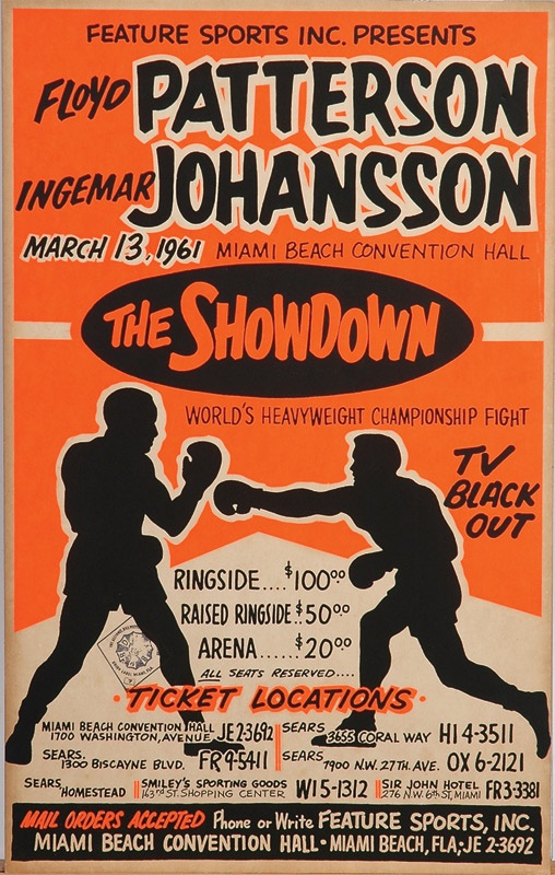 Muhammad Ali & Boxing - Floyd Patterson vs. Ingemar Johansson III On Site Fight Poster