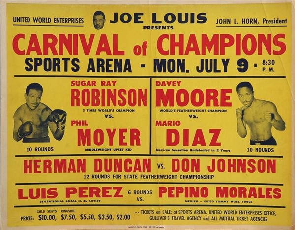 Muhammad Ali & Boxing - Sugar Ray Robinson vs. Phil Moyer On Site Fight Poster